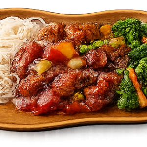 05/13 Wednesday Option 1 - Sweet and Sour Pork with Noodles and Stir Fried Vegetables