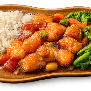 05/13 Wednesday Option 2 - Sweet and Sour Fish with Noodles and Stir Fried Vegetables