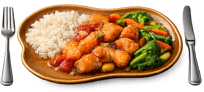05/13 Wednesday Option 2 - Sweet and Sour Fish with Noodles and Stir Fried Vegetables