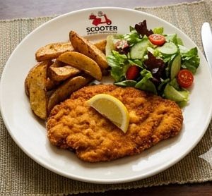 6/12 - Friday - Chicken Schnitzel, Potato Wedges, and Fresh Crisp, Green Salad