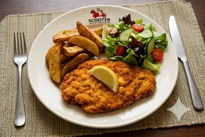 6/12 - Friday - Chicken Schnitzel, Potato Wedges, and Fresh Crisp, Green Salad