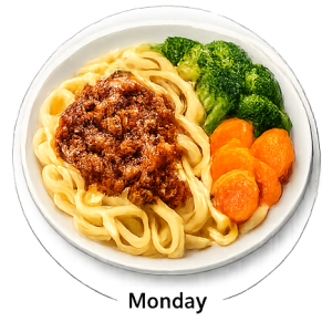 6/15 - Monday - Beef Fettucini Bolognaise with Vegetable of the day