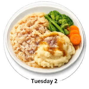 6/16 - Tuesday - OPTION 2 - Pulled Chicken, Mashed Potatoes and Vegetable of the day *** This meal will be delivered on Monday to compensate for the 16th June Public Holiday