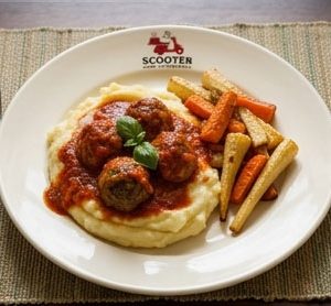 6/09 - Tuesday Italian Meatballs. Mashed Potato and Seasonal Vegetables