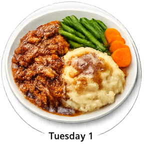 6/16 - Tuesday - OPTION 1 - Pulled Pork, Mashed Potatoes and Vegetable of the day *** This meal will be delivered on Monday to compensate for the 16th June Public Holiday