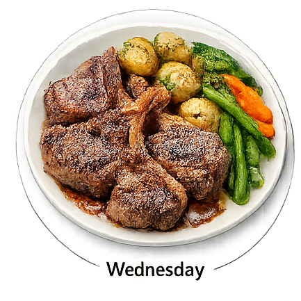 6/17 - Wednesday - Lamb Chops, Herbed Potatoes and Vegetables
