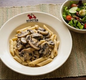 6/10 - Wednesday - Option 2 - Creamy Mushroom Penne Pasta served with a Crisp Green Salad