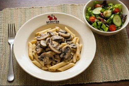 6/10 - Wednesday - Option 2 - Creamy Mushroom Penne Pasta served with a Crisp Green Salad