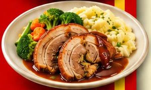 09/29 Tuesday Option 1 - Rolled pork belly with mash and veg